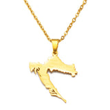Anniyo Croatia Map With Cities Šibenik Pendant Necklaces Stainless Steel for Women Girls Maps of the Croatian Jewelry #310201