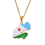 Anniyo DJIBOUTI Flag & Map Pendant Necklaces for Women Men Gold Color Charm Gabuutih Jewelry #158206