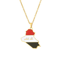 Stainless steel Iraq map necklace men's and women's famous style couple titanium steel necklace cross-border matching accessorie