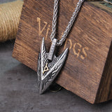Odin's Spear Gungnir Viking Necklace For Men with Rune Symbol Raven’s of Odin LabradoriteNorse Mythology,Pagan Jewelry with box