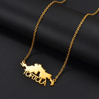 Anniyo British Virgin Islands Tortola BVI Map Pendant Chain Necklaces for Women Girls Stainless Steel Jewelry #306001