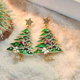 Fashion New Shiny Snowflake Christmas Tree Earring Rhinestone Simple Stud Earrings Women's Wedding Jewelry Earrings
