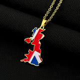2024 New fashion stainless steel United Kingdom of Great Britain and Northern Ireland map Necklace for women and men couples Eth