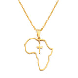 Anniyo African Map With Cross Pendant Necklaces Stainless Steel Jewelry for Women Girls Ghana Nigeria Congo Zimbabwe @368821