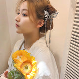 Y2K Style Metal Butterfly Hair Clip For Women Glitter Rhinestone Tassel Hair Clip Girls Trendy Exquisite Jewelry Hair Accessory