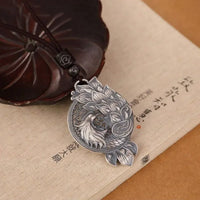 Ethnic Style Thai Silver 925 Vintage Hollow Out Pendant Hanging Long Classic Phoenix Necklace Clavicle Chain Banquet Jewelry
