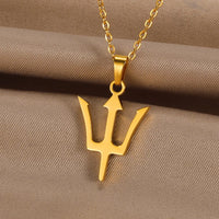 Greek Poseidon Neptune Trident Spear Necklaces Men Fashion Cross Sword Pendant Choker Black Stainless Steel Charm Unisex Jewelry