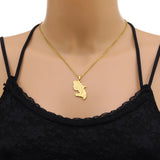 2024 New fashion stainless steel French Martinique map necklace for men and women geometric ethnic style collarbone chain annive