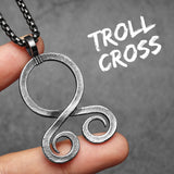 Ancient Troll Cross Amulets Men Necklaces Stainless Steel Pendant Chain Women Punk Fashion Jewelry Accessories Gifts Wholesale