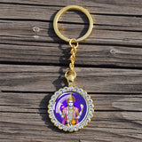Shiva Nataraja Keychain Buddhist Jewelry Lakshmi Goddess Rhinestone Pendant Hinduism Amulet Keyring Gift