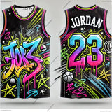 Chat GPT Smart Design USA Basketball Jersey Jordan Graffiti Street No. 23 Basketball Jersey Vest Quick-drying Basketball Jersey