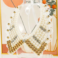 Pearl Beaded Lace Trim Collar Ribbons Women Necklace Wedding Jewelry for Clothes Dress  Beads Crystal Collar Wedding Jewelry
