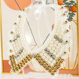 Pearl Beaded Lace Trim Collar Ribbons Women Necklace Wedding Jewelry for Clothes Dress  Beads Crystal Collar Wedding Jewelry