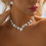 2pcs Wedding Women's Fashion Jewelry Set Tassel Rhinestone Earrings Necklace Fashion Party Fashion Accessories