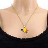 Stainless Steel Enamel Belgium Map Flag Pendant Necklace Unisex Couple Ethnic Patriotic Jewelry Gift Hot Sale European American