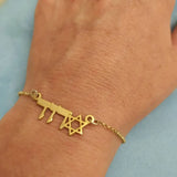 Stainless Steel Custom Star Of David Hebrew Name Bracelet Jewish Jewelry  Nameplate Personalized Women Children Bracelet Gifts