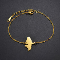 Anniyo 18CM/16CM France Martinique Map Bracelet for Women Stainless Steel Jewelry Foot-Chain @321021