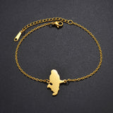 Anniyo 18CM/16CM France Martinique Map Bracelet for Women Stainless Steel Jewelry Foot-Chain @321021