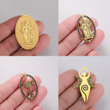 1pc Triple Moon Goddess Charms Stainless Steel Amulet Pendants Pray For You DIY Your Own Jewerly Wholesale Available
