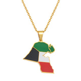 Anniyo Kuwait Map Flag Pendant Necklaces Kuwaiti Stainless Steel Jewelry #324721