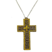 Vintage Cross Pendant Necklace with Secret Compartment Cross Necklace 3D Printed Charm Jewelry Necklace for Women Men