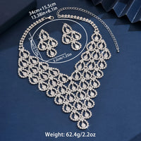 3PC Women's Fashion Zircon Geometric Necklace Earrings Jewelry Set Simple and Versatile Wedding Party Festival Gift-8571
