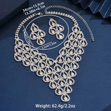 3PC Women's Fashion Zircon Geometric Necklace Earrings Jewelry Set Simple and Versatile Wedding Party Festival Gift-8571