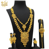 ANIID New Indian 24K Gold Color Long Necklace Set Nigerian Party Bridal Wedding Ethiopian Luxury Dubai Jewelry Wholesale Gifts