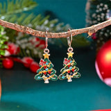 Fashion Christmas Tree Zircon Crystal Star Silver Color Earrings Stud Dangle Xmas Jewelry Women Party Gift