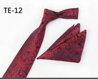 Royal Striped Paisley Ties For Men Luxury 8cm Necktie Pocket Square Cufflinks Gift Set Jacquard Weave Tie Suit Accessories