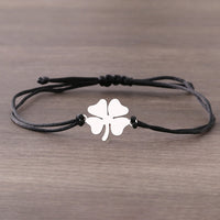 Stainless Steel Bracelets Trendy Clover Hand Braided Lucky Black Red Rope Fashion Charm Bracelet For Women Jewelry Party Gifts