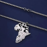 LIKGREAT Punk Africa Map With Flag Pendant Necklaces Stainless Steel Africa Countries Flags Necklace Chain for Women Men Jewelry