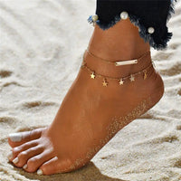 Vintage Boho Multi Layer Beads Anklets For Women Fashion Sun Pendent Anklet Handmade Chain Foot Party Jewelry Leg Bracelet
