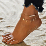 Vintage Boho Multi Layer Beads Anklets For Women Fashion Sun Pendent Anklet Handmade Chain Foot Party Jewelry Leg Bracelet