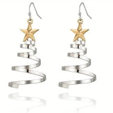 Christmas Series Simple Advanced Rotating Christmas Tree Star Pendant Earrings Women's Creative Personalized Girl Gift