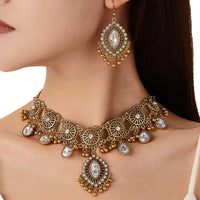 KMVEXO Vintage Dubai Indian Tassel Beads Pendant Jewelry Sets for Women Ethnic Crystal Necklace Earrings African Jewelry Set