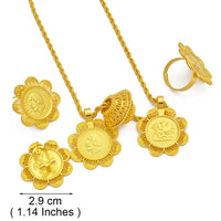 Ethiopian Gold Color Coin Jewelry Sets for Women Necklaces Earrings Rings Eritrean African Ethnic Wedding Party Gifts #153216