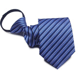 Zipper Ties For Men Women Striped Mens Tie For Business Wedding Skinny Neck Tie Casual Slim Blue deep Light navy blue Necktie
