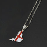 Anniyo England Ireland Pendant Necklaces for Women Girls Stainless Steel Lloegr Angleterre Éirinn Accessory #504862