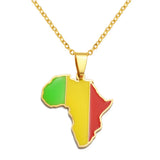 3CM Hip-Hop Africa Map Pendant Necklaces Stainless Steel Jewelry Kenya Mali Senegal Somalia Ghana Sierra Leone Liberia #350221