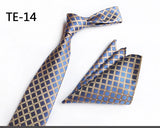 Royal Striped Paisley Ties For Men Luxury 8cm Necktie Pocket Square Cufflinks Gift Set Jacquard Weave Tie Suit Accessories