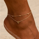 Vintage Boho Multi Layer Beads Anklets For Women Fashion Sun Pendent Anklet Handmade Chain Foot Party Jewelry Leg Bracelet