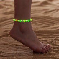 Luminous Acrylic Shell Beaded Anklets For Women Men Adjustable Woven Rope Ankle Bracelet Beach Foot Chain Jewelry Accessories