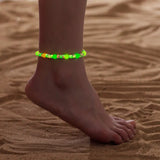 Luminous Acrylic Shell Beaded Anklets For Women Men Adjustable Woven Rope Ankle Bracelet Beach Foot Chain Jewelry Accessories