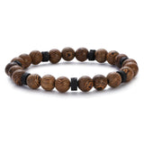 New Classic Natural Wood Beads Bracelets For Women Meditation Prayer Sliver Om Pendant Bracelet Men Wooden Yoga Jewelry
