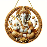 Vibrant Ganesha-The God of Wisdom Suncatcher,2D Round Translucent Hanging,home,room,Hinduism Religious Occasions&Festive Decor