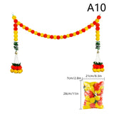 1Pc Indian Style Marigold Flower Garland With Flowers For Day Of The Dead Diwali Home DIY Craft Party Halloween Party Decor