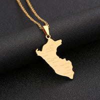 Peru Map With City Pendant Necklace Stainless Steel For Women Men Gold Silver Color Charm Fashion Peruanos Jewelry Gift
