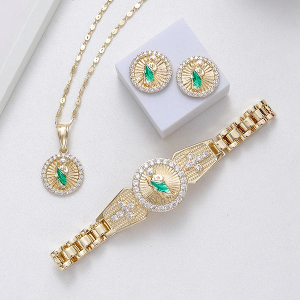 Sally's Paradise Mexican style Saint Jude Virgin Mary jewelry set suitable for daily wear Christmas gift for women ﻿