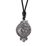 Ethnic Style Thai Silver 925 Vintage Hollow Out Pendant Hanging Long Classic Phoenix Necklace Clavicle Chain Banquet Jewelry